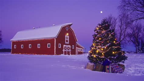 Canada Christmas Barn 1920x1080 Wallpaper High Quality