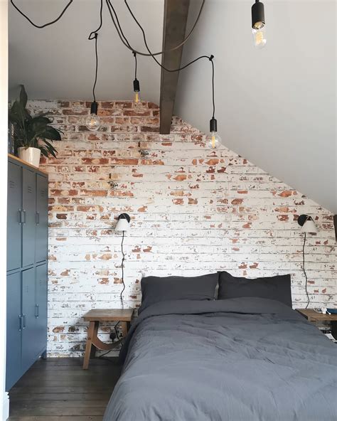 Painted White Brick Wall Mural Industrial Style