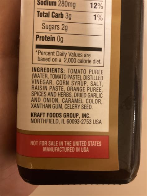 A1 Steak Sauce Labeled As Not For Sale In The United States Purchased
