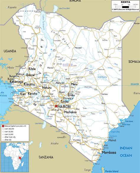 Large Road Map Of Kenya With Cities And Airports Kenya Africa