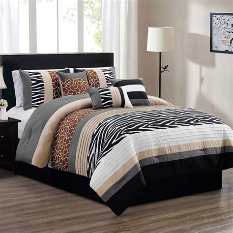 Zebra bedding sets offer a pleasant scent to your bedroom. 7 Piece Queen Size Safari Bed in A Bag Animal Print Zebra ...