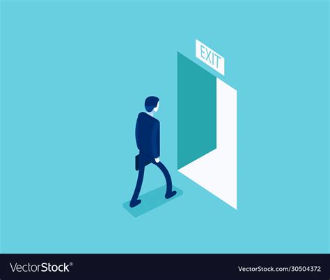 Man Walking To Exit Through An Open Door Vector Image