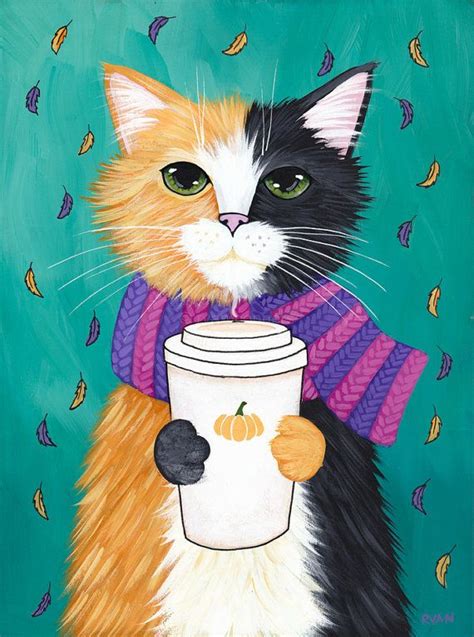 32 Hq Photos Cat Drinking Coffee Painting Calico Cat Drinking Coffee