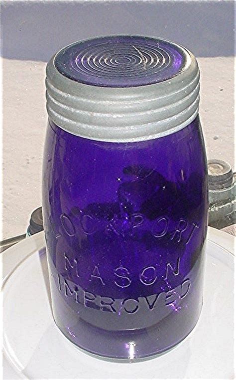 Purple Lockport Mason Improved Quart Fruit Jar W A Purple Glass Lid And Band Mason Jars