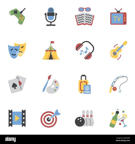 Entertainment And Amusement Events Flat Icons Set Isolated Vector