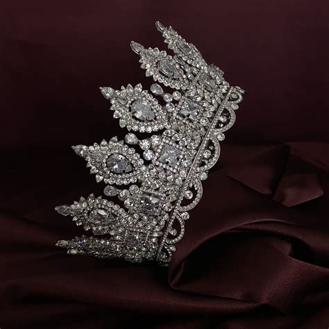 Majestic Royal Bridal Full Crown With Brilliant Swarovski Crystals