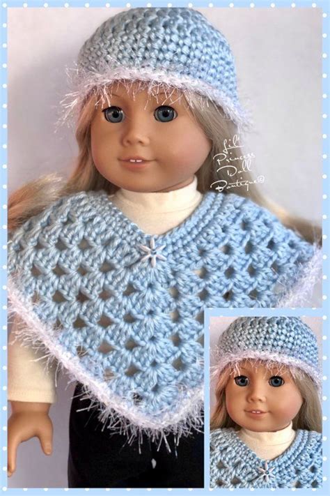 Light Blue Sparkle Poncho Set Made For American Girl Dolls 18 Inch