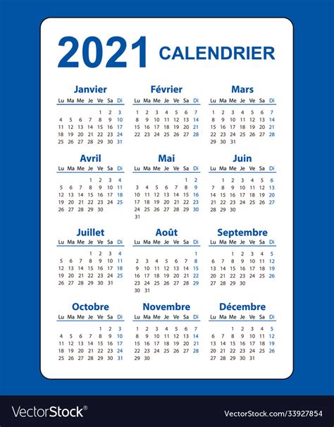 Vertical Color Pocket Calendar On 2021 Year Vector Image