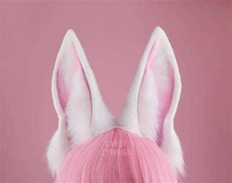 Faux Fur Bunny Ears Large White And Baby Pink Rabbit Ears With Etsy