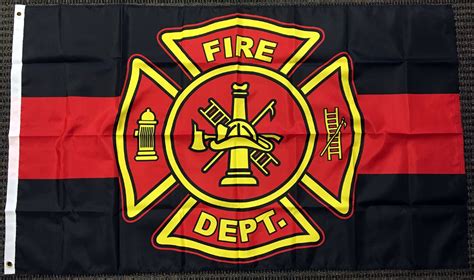 3x5 Red And Black Fire Department Polyester Flag Firefighter Outdoor