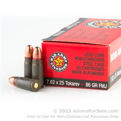 50 Rounds Of Discount 86 Grain Fmj 762 Tokarev Ammo For Sale By Red