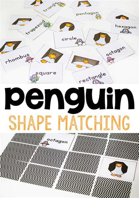 Free Printable Penguin Shape Matching Game