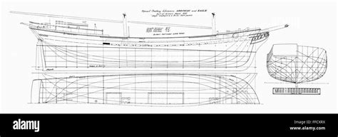Schooner Plans 1847 Nlines Of The Square Topsail Coasting Schooners