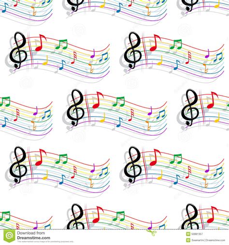 Seamless Colorful Music Notes Pattern Stock Vector