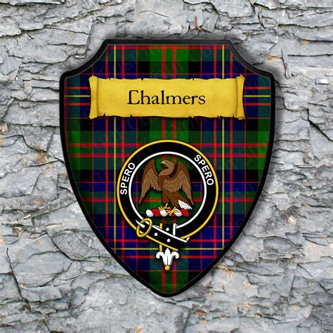 Chalmers Shield Plaque With Scottish Clan Coat Of Arms Badge Etsy