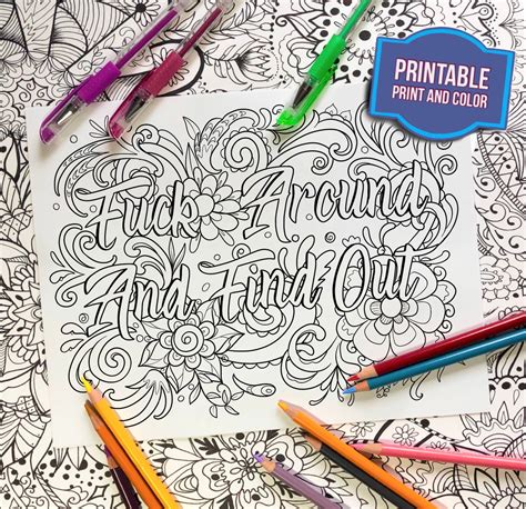 Coloring Page Fuck Around And Find Out Sassy Coloring Page Etsy