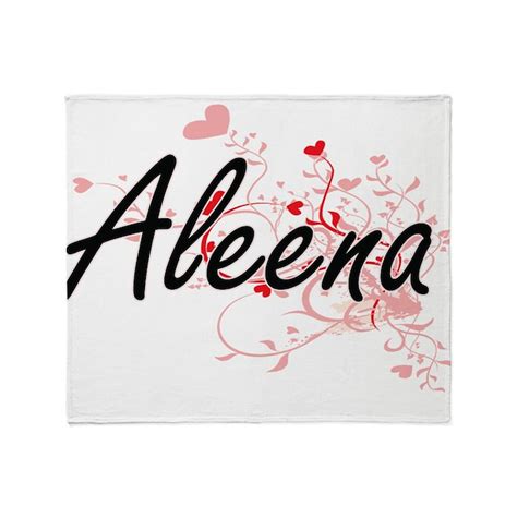 aleena artistic name design with hea throw blanket by admin cp10501932