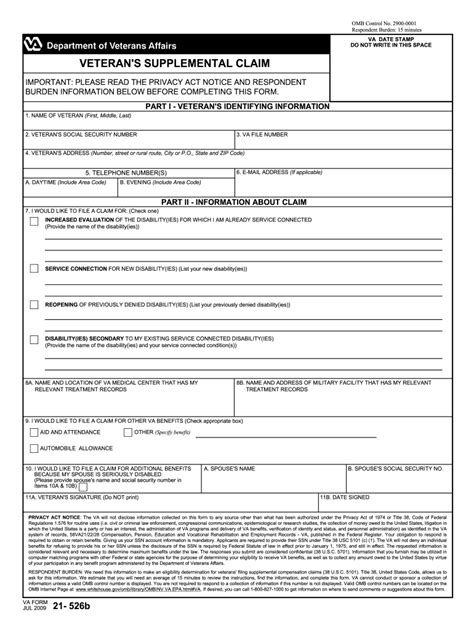 Va Form 21 526ez Printable Customize And Print