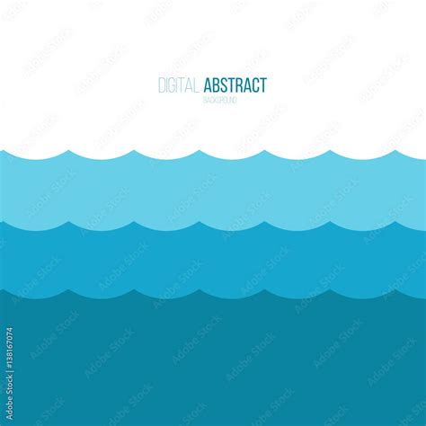Cartoon Water Wave In Flat Style On White Background Stock Vector