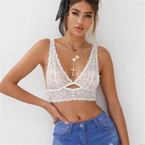 Sexy Perspective Lace Bra Intimate Women Lingerie Camisoles And Vest