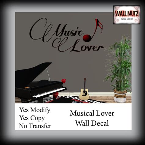 Second Life Marketplace Wallnutz Music Lover Wall Decal