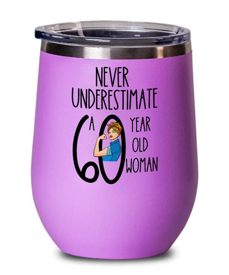 60th Birthday T For 60th 60 Year Old Woman Wine Glass Etsy