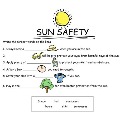 Sun Parts Worksheets