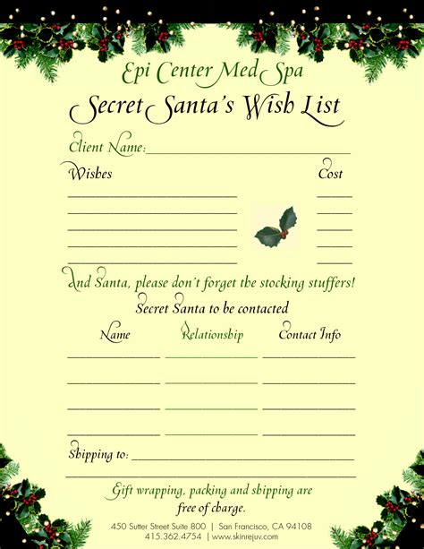 Secret Santa Wish List Printable Printable Word Searches