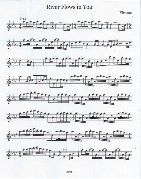 June 2011 River Flow In You Flute Sheet Music Violin Sheet Music