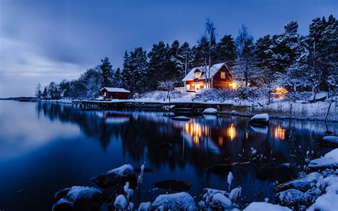 Papéis De Parede Estocolmo Suécia Paisagem Do Inverno De Neve Casas