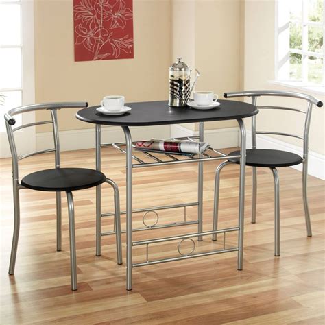 Buy Compact 2 Seater Dining Set Black And Silver With 2 Chairs Online