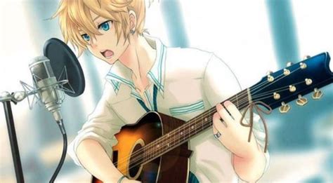 Anime Guy Playing Guitar And Singing Me Falling In Love A Zillion
