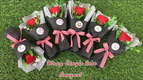 How To Wraping Single Rose Bouquetdiymake Easy Bouquet Youtube