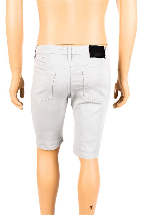 Mens Skinny Denim Shorts Stretch Jeans Solid Color Basic Slim Fit Taper