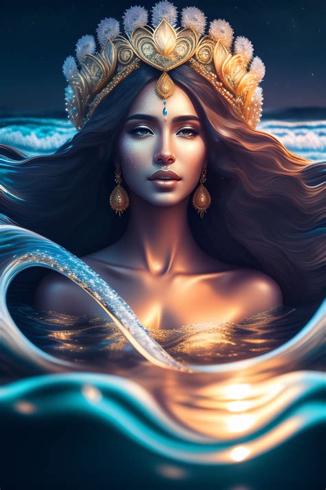 Lexica Beautiful Goddess Water Goddess In Waves Night Elegant Moon Intricate Highly