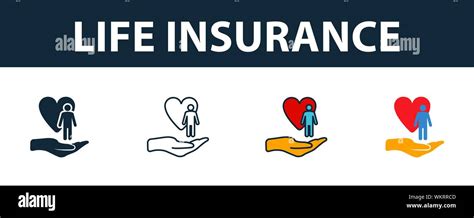 Life Insurance Icon Set Four Elements In Diferent Styles From