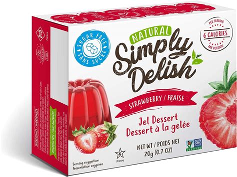 simply delish jel dessert sugar free jelly powder strawberry jelly flavor 20 gr gluten