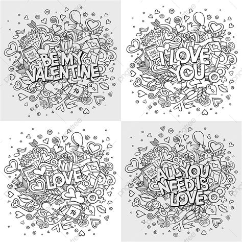 Hand Drawn Valentine Vector Hd Images Set Of Vector Hand Drawn Doodle Happy Valentine Rsquo S