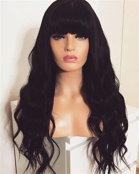 Soft Wavy And Silky Straight Lace Front Wig Gorgeous Human Hair Bangs Style Front Lace Wigs