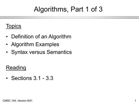 Algorithms Part 1 Of 3 Topics Definition Of An Algorithm Algorithm