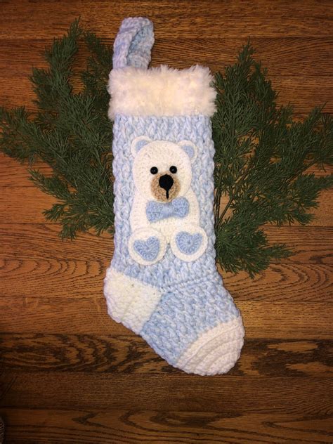Baby Bear Crochet Stocking Christmas Stocking Handmade Etsy Uk