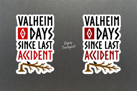 Valheim Stickers 0 Days Since Last Accident Water Bottle Etsy