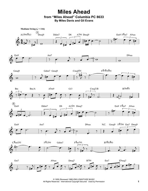 Miles Ahead Sheet Music Miles Davis Trumpet Transcription