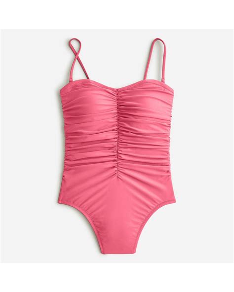 Jcrew Synthetic Ruched Sweetheart One Piece In Pink Lyst