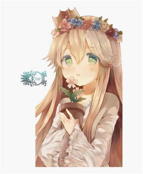 Flower Crown Girl Render By Pui Small Cute Anime Girl Png Image Transparent Png Free