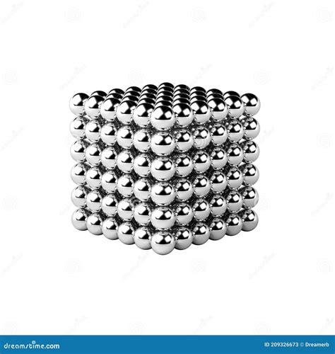 Magnetic Metal Balls Cube Shape Isolated On A White Background