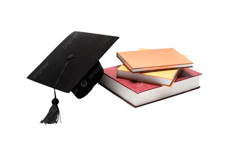 Graduation Cap And Book Isolated Stack Accomplishment Graduate Png