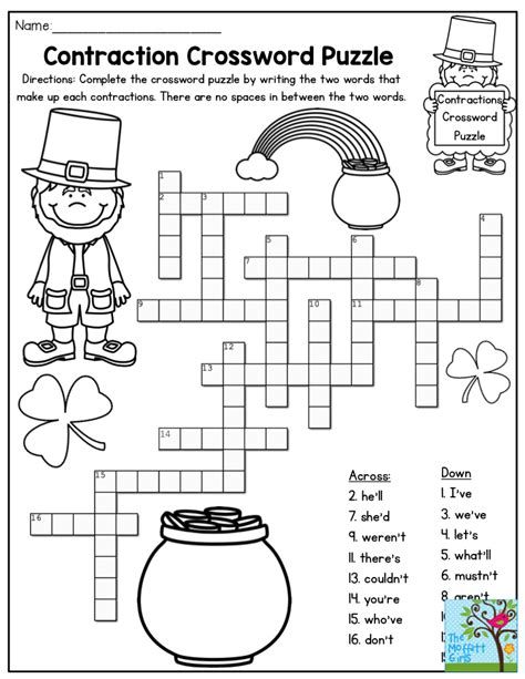 Contraction Crossword Puzzle Complete The Crossword Puzzle By Writing