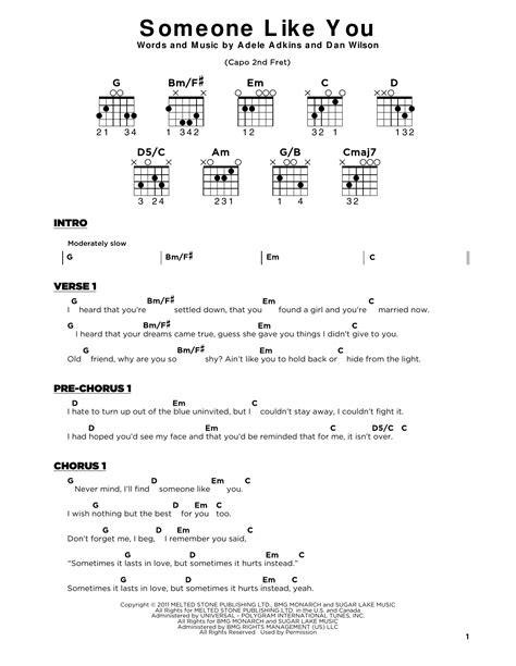 Someone Like You Sheet Music Adele Really Easy Guitar