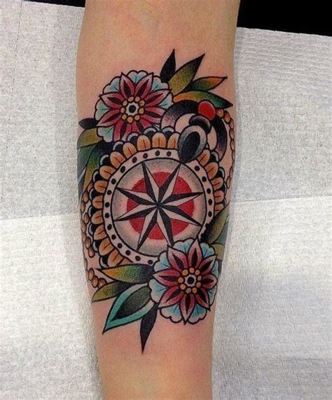 Neotraditional Compass Tattoo Arm 4 Finger Tattoos Hand Tattoos Up